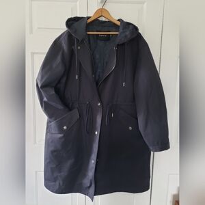 Coach Black Hooded Coat With Signature Lining CL265